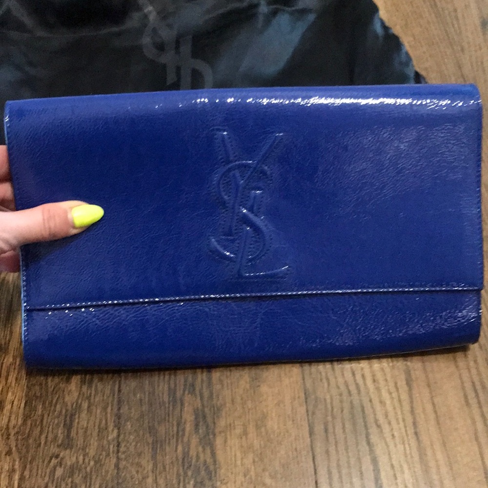 Yves Saint Laurent Blue Wristlet Clutch